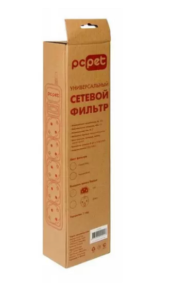 Сетевой фильтр PC PET AP01006-3-G, 3м, серый