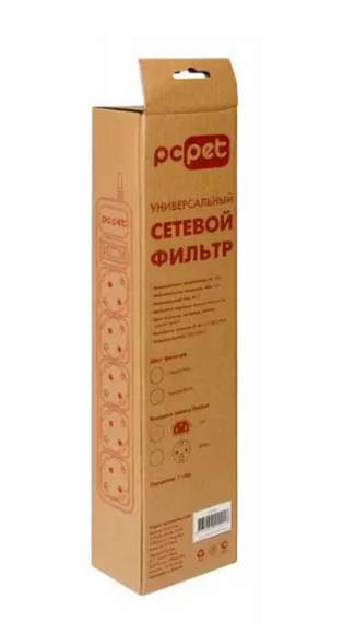 Сетевой фильтр PC PET AP01006-5-G, 5м, серый