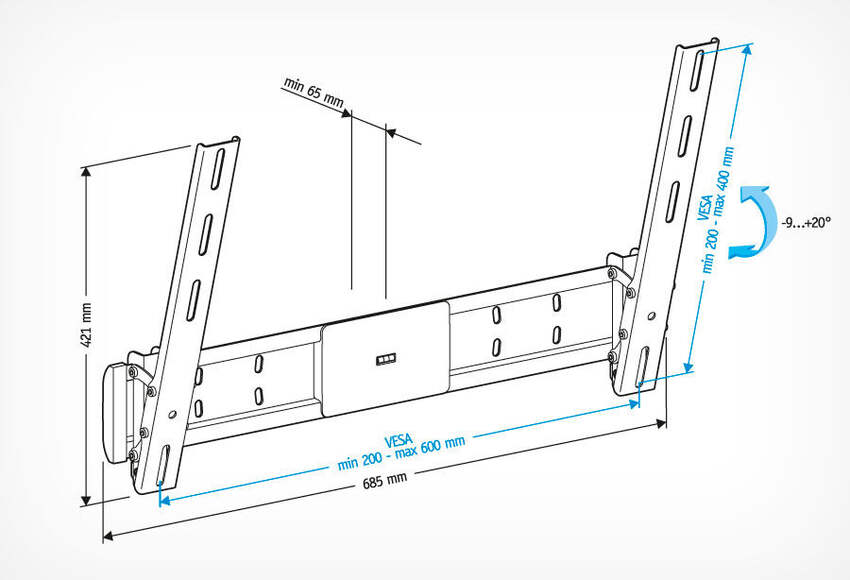 Кронштейн для телевизора Holder LCD-T6609-B, 42-65", настенный, наклон,  черный