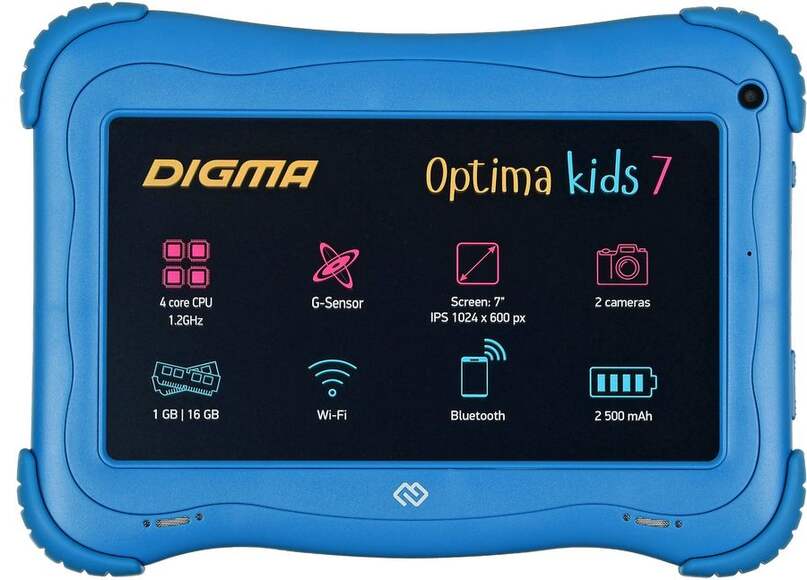 Детский планшет DIGMA Optima Kids 7,  1GB, 16GB, Android 8.1 голубой [ts7203rw1]