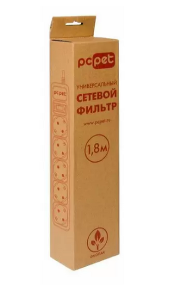Сетевой фильтр PC PET AP01006-1.8-G, 1.8м, серый