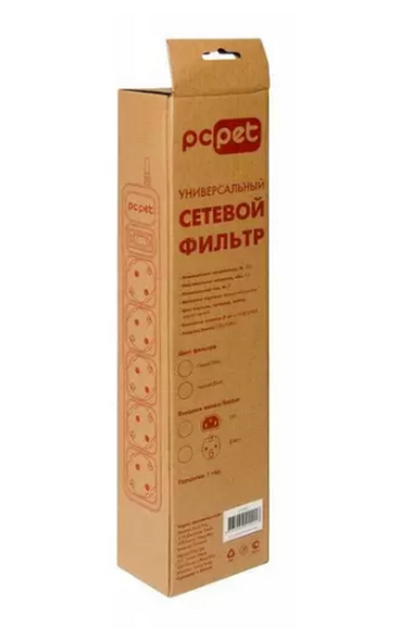 Сетевой фильтр PC PET AP01006-1.8-G, 1.8м, серый