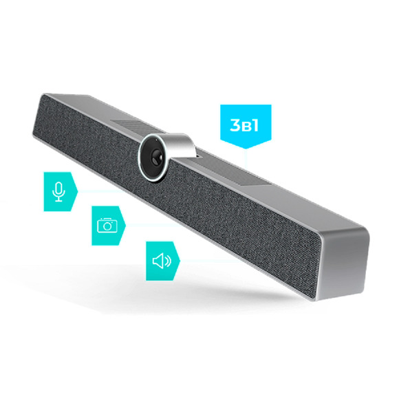 Prestigio Solutions VCS Collaboration Bar Alpha: UHD, 12MP, 6 mic, 12m (Range), Connection via USB T