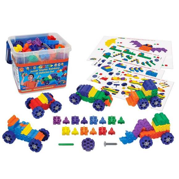 Конструктор Morphun Junior Starter Rainbow 12 Vehicles Set «Машины Радуга», 140 деталей, 4+